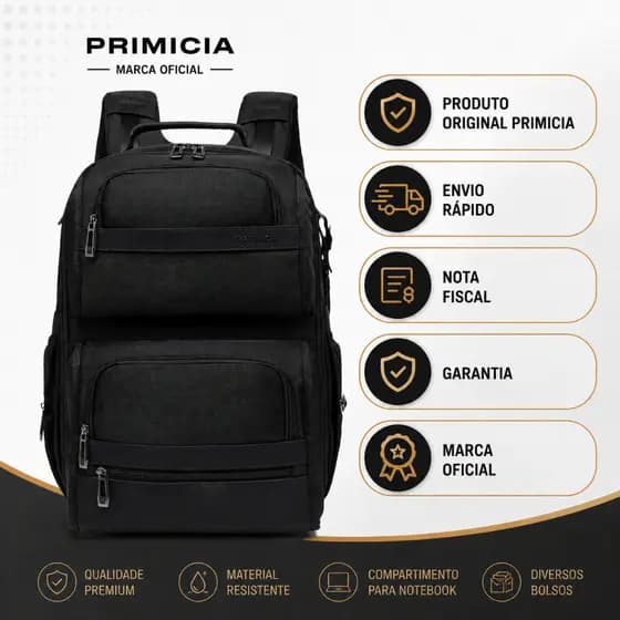 Mochila Executiva Primicia Notebook Trabalho Antifurto Espaçosa Resistente Faculdade Passador Mala
