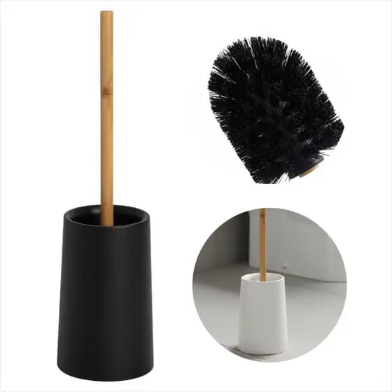 Escova De Vaso Sanitario Bambu Com Base Para Banheiro Limpeza