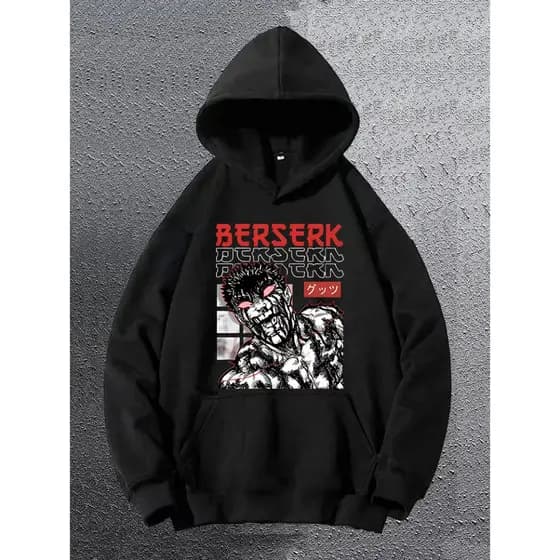 Blusa Moletom Canguru 100% Algodão Berserk Anime Japones Otaku Exclusivo Frio Inverno Tendencia Novo Unissex