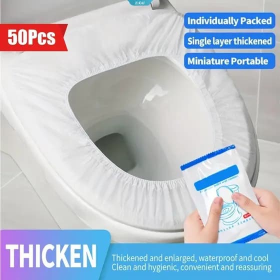 50 Unidades De Capas De Assento De Vaso Sanitário Resistentes Com Faixas Elásticas-Protetores Descartáveis Higiênicos ,