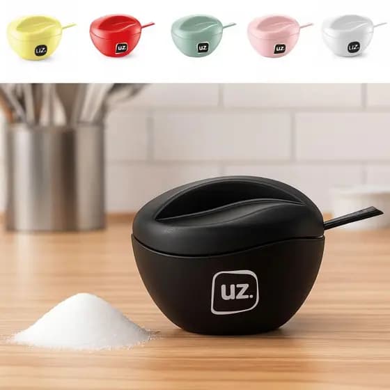 Açucareiro Com Colher UZ - Porta Açúcar com Tampa e Colher - Porta Açúcar Açúcareiro Moderno Cozinha