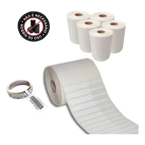 5 Rolos Etiqueta Para Jóia 95x12mm Térmica - 10500 Etiquetas
