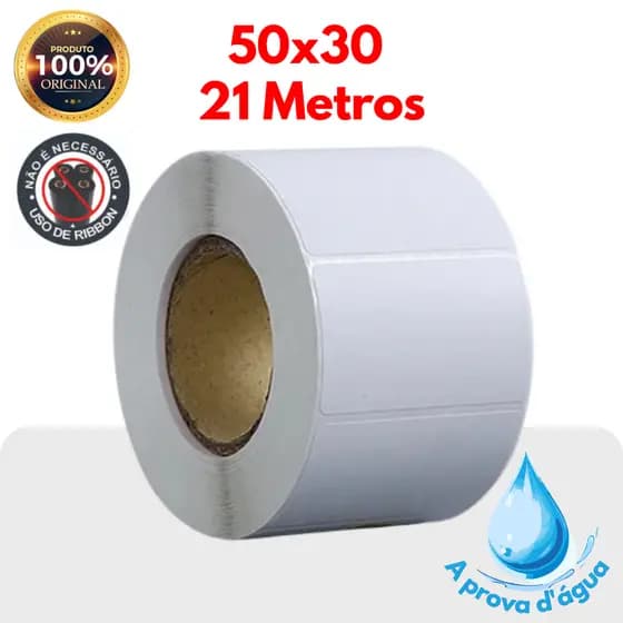 1 Rolo de etiqueta termica a prova d'água 50x30 21 metros