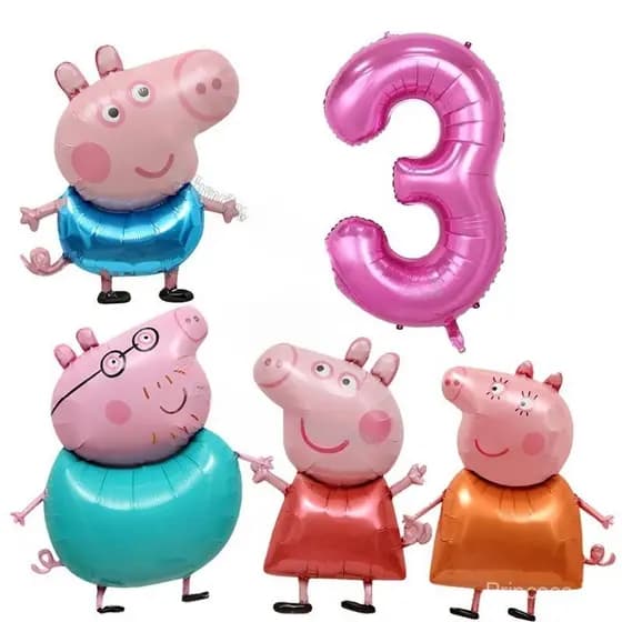 Os Balões Digitais De Folha De Alumínio Peppa Pig Representam A Idade , Decoração De Festa Infantil