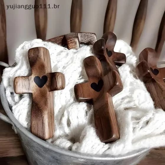 # Novo 1 Peça Crucifixo De Madeira Conforto Segurando Bolso Cruzado Tamanho Pequeno Portátil Oração Cristã Cruz Alívio D