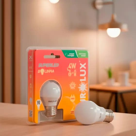 Lâmpada LED Ourolux SuperLED Bolinha 4W Bivolt E27 S30 2700K Branco Quente Quarto Abajur Compacta
