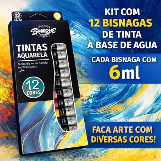 TUBOS DE TINTAS AQUARELA Baroque - 12 Cores, Extra-Fina, Secagem Rápida