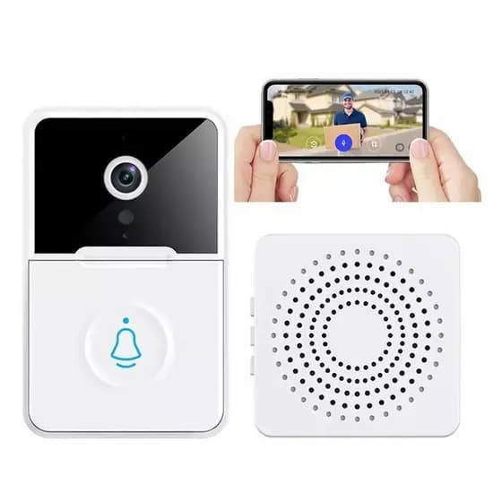 Campainha Com Câmera Vídeo Porteiro Sem Fio Wi-Fi HD Inteligente Vê Pelo Celular Recarregável