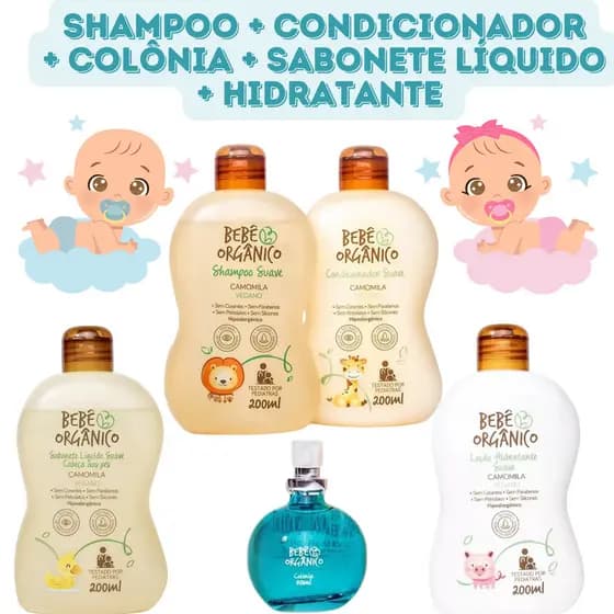 Escolha seu Kit Bebê Shampoo + Condicionador + Colônia + sabonete Líquido + Hidratante - Infantil