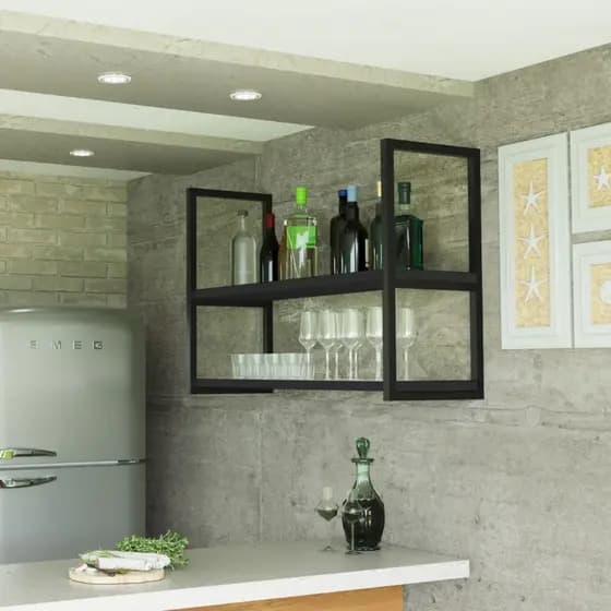 Nicho Prateleira Suspensa Estilo Industrial Teto E Parede 60cm Preta