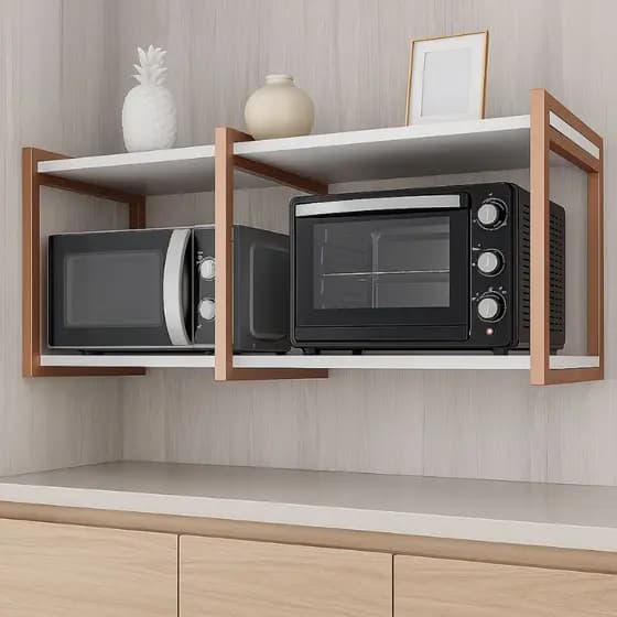 Nicho Suporte Duplo Microondas Forno Estilo Industrial Ferro 1,20 Rose Gold