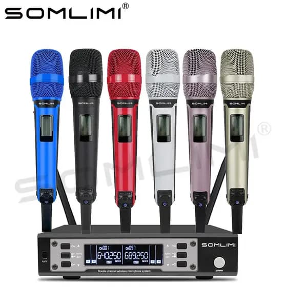 SOMLIMI EW135G4 UHFDual Channel Professional Wireless Microphone System Stage Performance Long Distance Metal Handheld