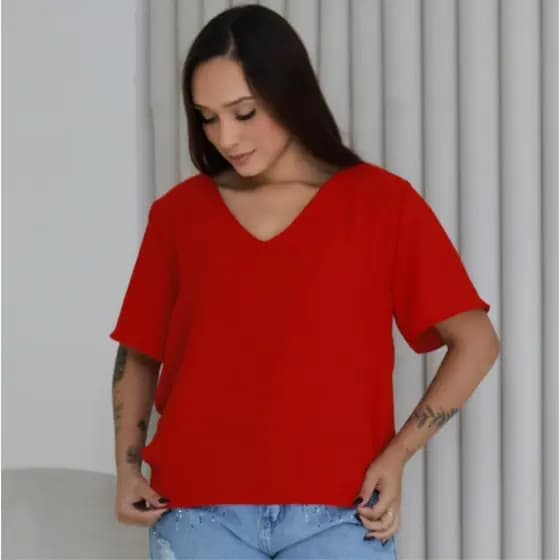 NOVAS BLUSAS FEMININA PLUS ZISE DUNA DECOTE V