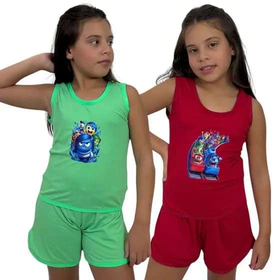 Kit 2 Pijamas Infantil Baby Doll Confortável Short Doll Tecido Suede Feminino