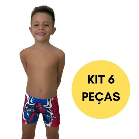 Kit 6 Cuecas Boxe Estampadas Personagens Moda Íntima Infantil Roupas Menino Criança Estilo Conforto