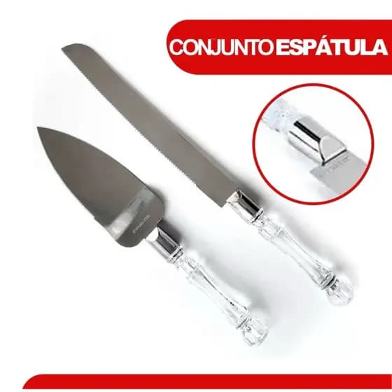 kit espatula 25cm e faca 34cm para bolo