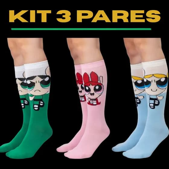 Kit 3 Meias Super Poderosas Academia 100% Algodão Esportivas Confortáveis Estampada