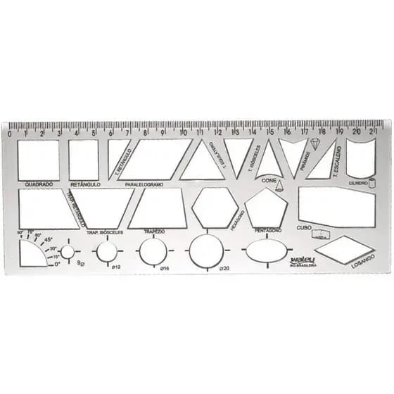 Kit 2 Réguas Geométricas Transparente 21,5cm - Maxcril
