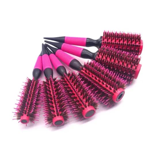 Escova Profissional Para Cabelo De Cerdas Naturais De Javali Rosa Para Escovação E Penteados Cabeleireiro - PRIMAVERA