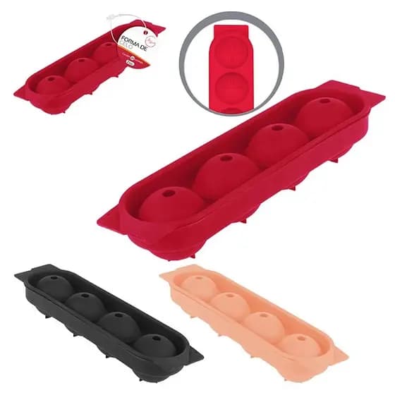 Kit 02 Forma De Gelo Redonda Silicone 4 Bolas de Gelo Em Formato De Esfera Para Cocktail