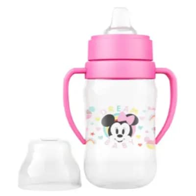 Copo de Treinamento Bebê 300ml com Alça Rosa Minnie Disney – Infantil Transição Mamadeira