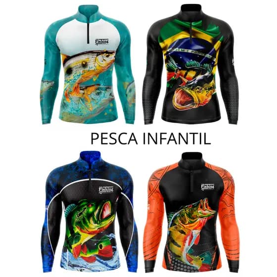 Camisa Pesca Camiseta Pescaria INFANTIL proteção UV50+ SUPER PROMOÇÃO