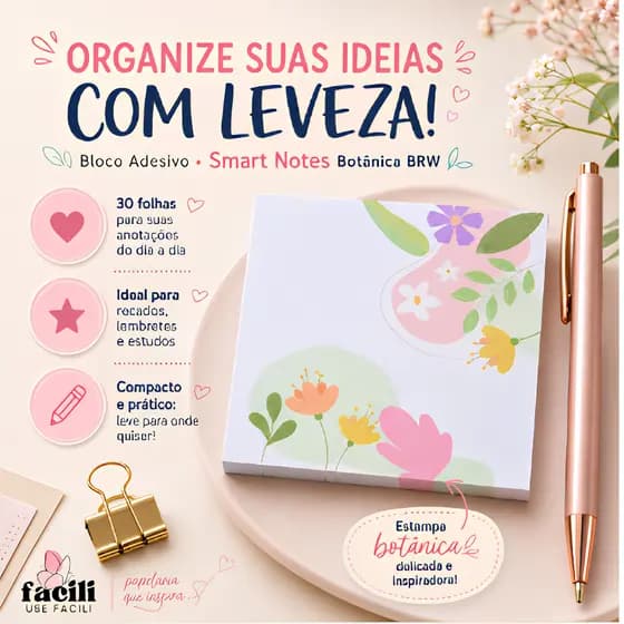 Blocos Adesivos desenho Botânica - Orgânico - Camadas 30 fls - BRW