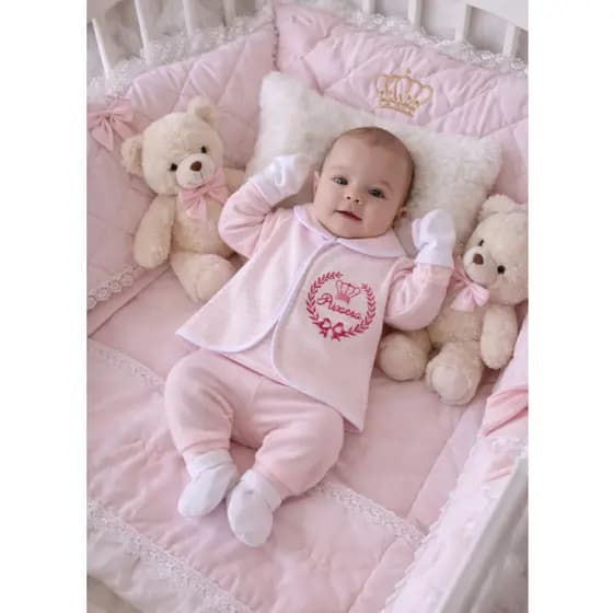 Kit Pagão Recém-Nascido 5 Peças Bordado Príncipe ou Princesa – Bebê Menino e Menina Maternidade