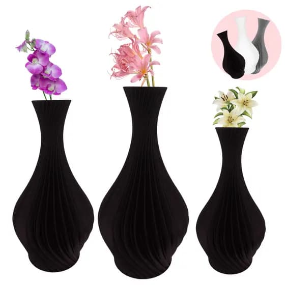 Kit Jogo 3 Vasos Espiral Jardim Casa Planta Diamante Decorativo Jarro
