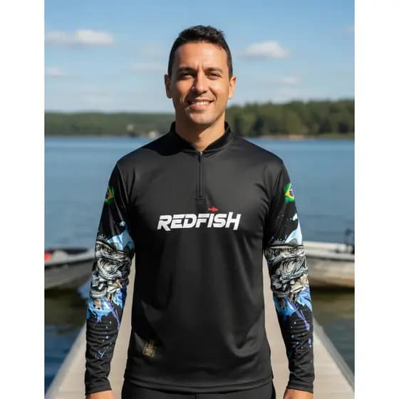 Camisa Camiseta Blusa de Pesca Camping Agro proteção UV / Bolsa Personalizada