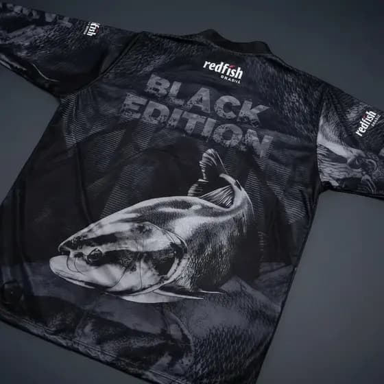 Camisa Camiseta Blusa Proteção Solar Uv Pesca Tambaqui Preto