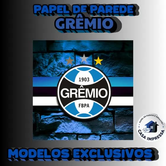 PAPEL DE PAREDE ADESIVO PERSONALIZADO - GRÊMIO - TIME FUTEBOL - ESCUDO