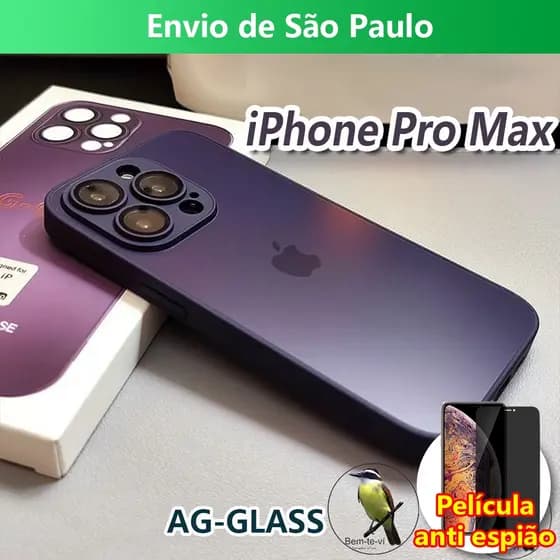 Capinha AG-Glass para iPhone Pro Max com Película anti espião De Vidro Fosco Capinha iPhone 15 Pro Max 12 Pro Max 14 13 pro max 12Pro Max 12 11pro max 11