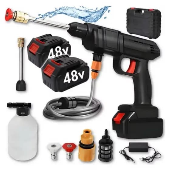 Lavadora de alta pressão profissional portátil sem fio de dupla voltagem, 110 V e 220 V, com um par de baterias de 48 V