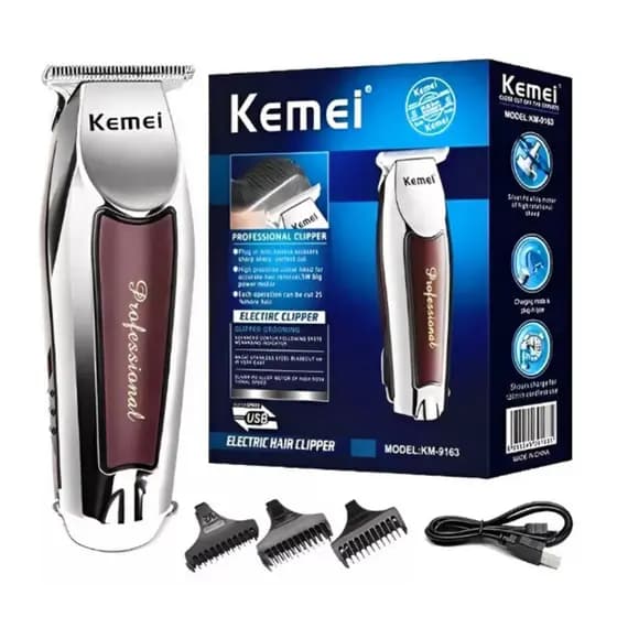 Máquina De Acabamento Barbearia Barba Cabelo bivolt Profissional Kemei Km-9163