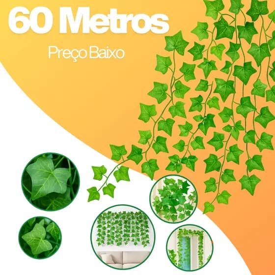 60 Metros Heras Trepadeira Artificial Verde Realista Pacote