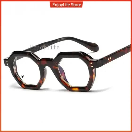 Polygon Leopard Optical Glasses Frame Moda Outdoor Rivet Riding Sun Protection Uv400