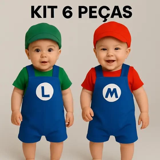 Jardineira Bebê Temático Mesversário Kit 6 Peças 100% Algodão