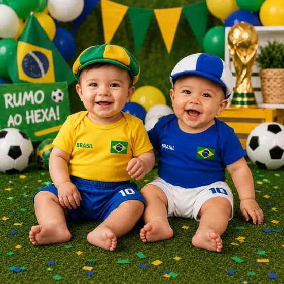 Body Bebê Brasil Infantil Menino Mesversário Short Boné