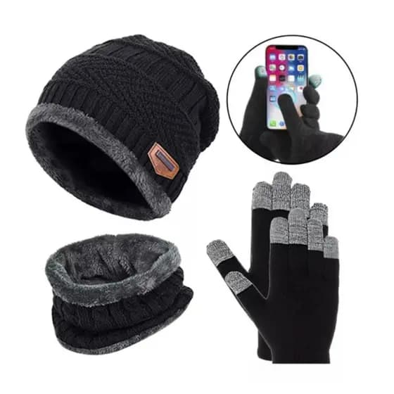 Kit Inverno Touca de Frio + Gola Forrada+ Luva - Masculina e Feminina Cachecol Echarpe