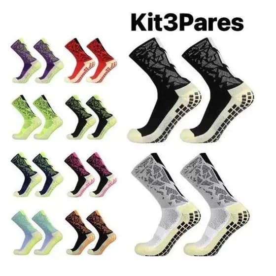 Kit 3 pares Novo Meias de Futebol de Alta Qualidade silicone Antiderrapante Basquetebol Estilo Camuflagem