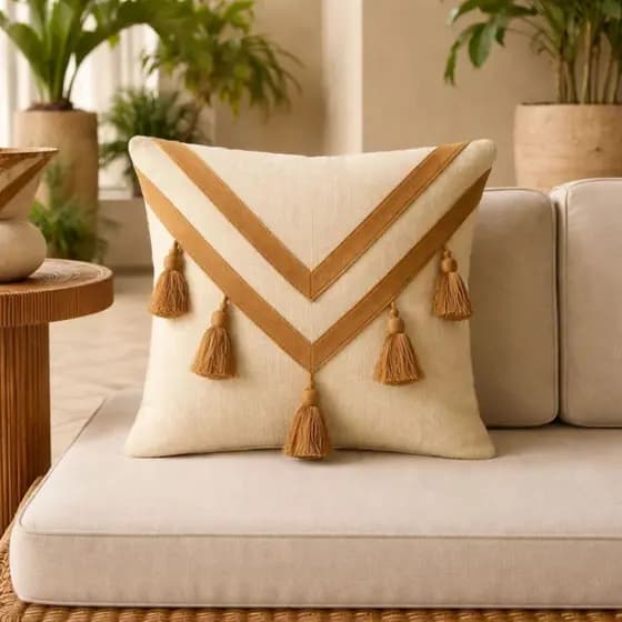 Capa de Almofada Macramê 45x45 Algodão Artesanal Trançada Estilo Boho Sofá Cama
