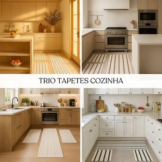 Kit 3 Tapetes de Cozinha Mandacaru Passadeira Decorativa Pia Fogão Churrasqueira