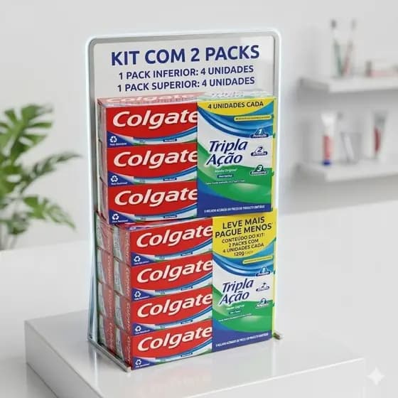 Kit 2 Pack Leve creme dental colgate tripla ação anticaries Menta Original com 120 g cada 8 unid