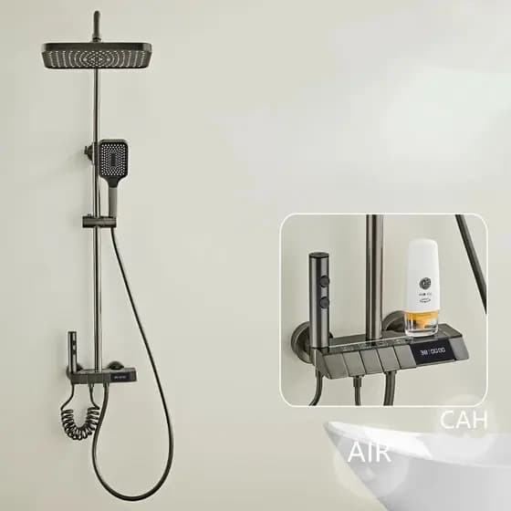 Kit de Chuveiro com LED e Display Digital para Água Quente e Fria