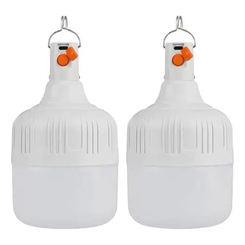 Kit 2 Lâmpada Led Bulbo 20w Camping Usb De Emergência Forte
