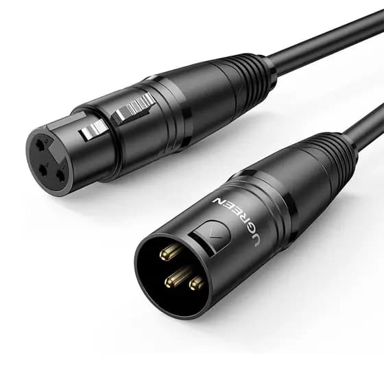 Cabo Xlr Ugreen Macho/Fêmea para Microfone 2Metros Preto