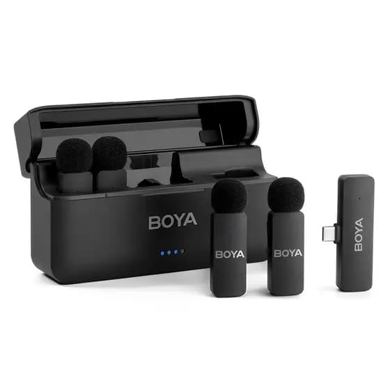 Microfone Sem Fio Boya By-V4U Usb C Lapela Preto
