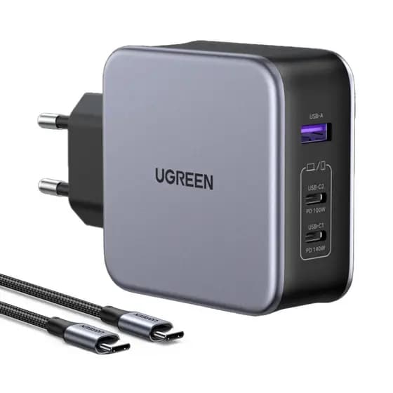 Carregador de Parede Ugreen Usb A/C 140W p/Android Ios Preto