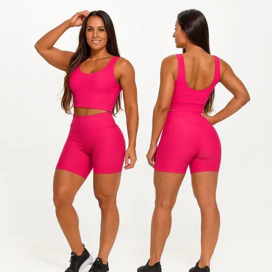 Conjunto Leg Fitness Top Calça Moda Feminina Zero Transparência